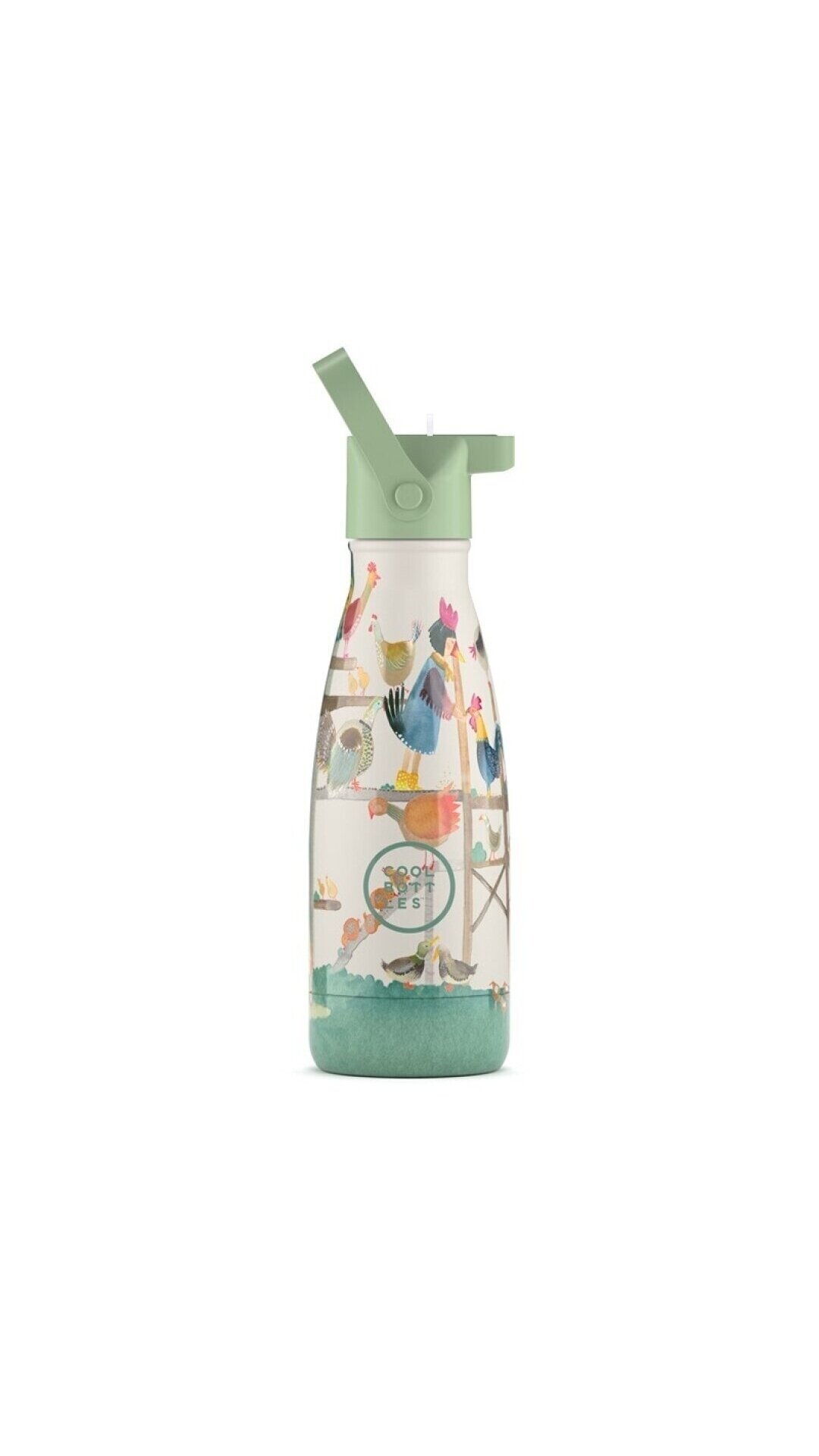 Cool Bottles - Nerūdijančio plieno vaikiškas buteliukas su šiaudeliu arba užsukimu, 260ml (Hen house) 1 Cool Bottles - Nerūdijančio plieno vaikiškas buteliukas su šiaudeliu arba užsukimu, 260ml (Hen house) 1