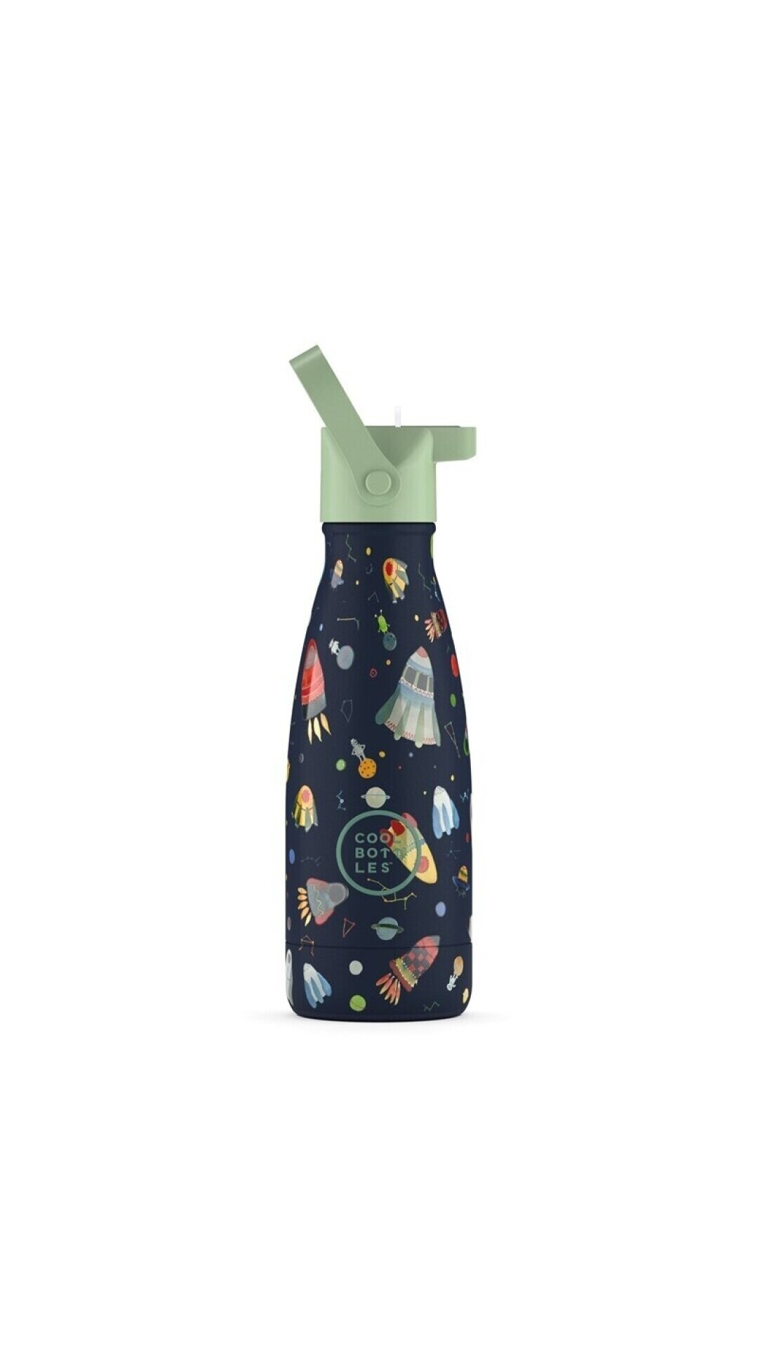 Cool Bottles - Nerūdijančio plieno vaikiškas buteliukas su šiaudeliu arba užsukimu, 260ml (Space rockets) 2 Cool Bottles - Nerūdijančio plieno vaikiškas buteliukas su šiaudeliu arba užsukimu, 260ml (Space rockets) 2