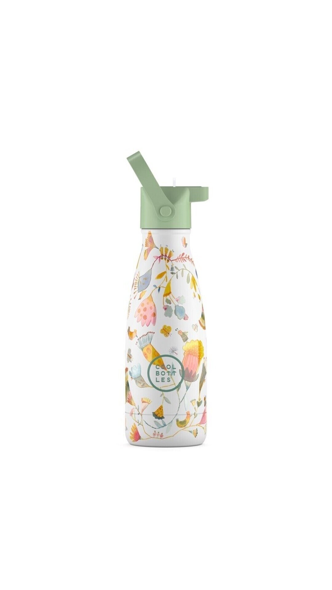 Cool Bottles - Nerūdijančio plieno vaikiškas buteliukas su šiaudeliu arba užsukimu, 260ml (Spring flowers) 3