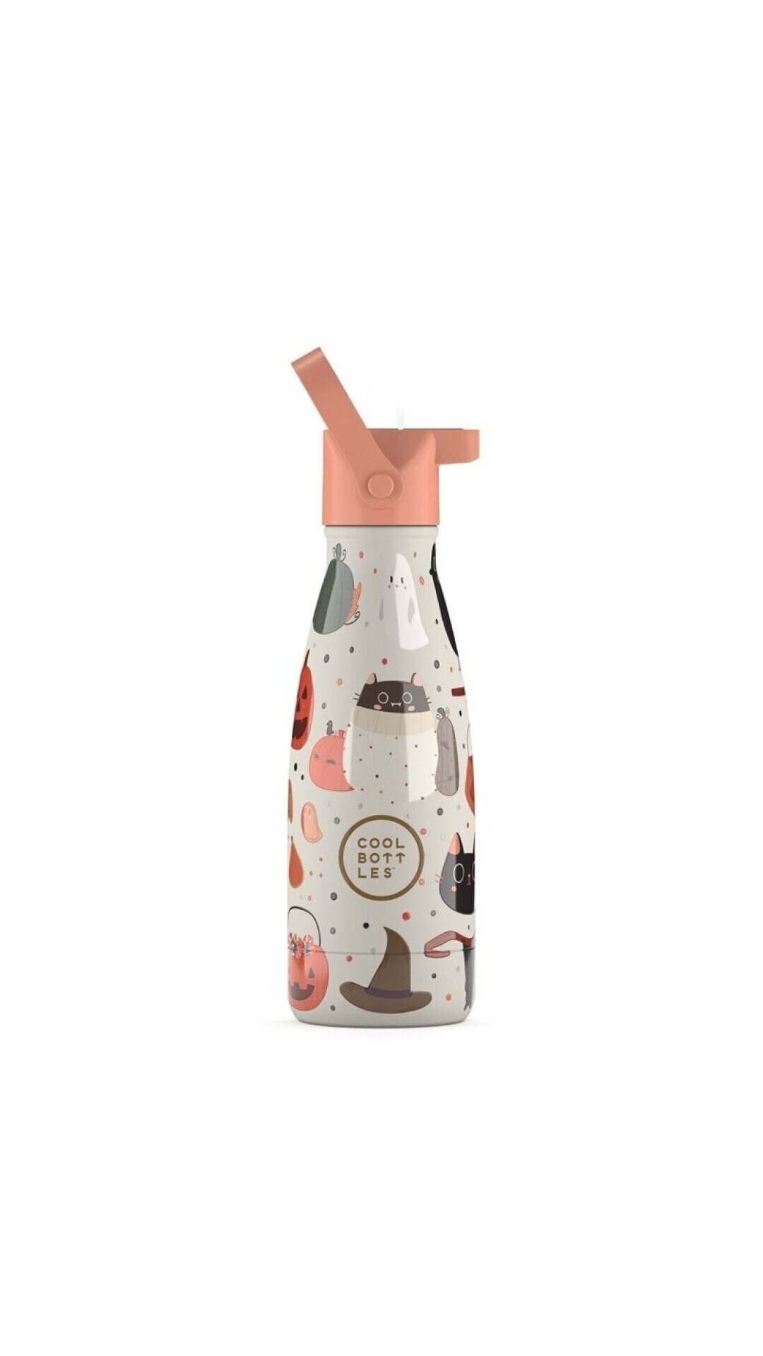 Cool Bottles - Nerūdijančio plieno vaikiškas buteliukas su šiaudeliu arba užsukimu, 260ml (Trickor treat) 3