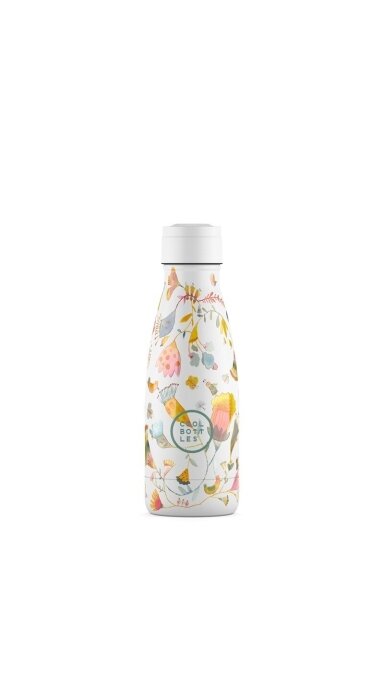 Cool Bottles - Nerūdijančio plieno vaikiškas buteliukas su šiaudeliu arba užsukimu, 260ml (Spring flowers)