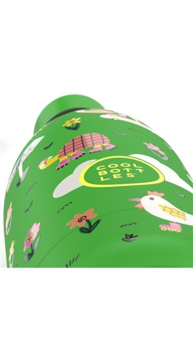 Cool Bottles - Nerūdijančio plieno vaikiškas buteliukas su šiaudeliu arba užsukimu, 500ml (Rolling skaters)