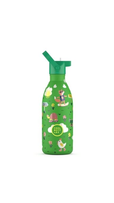 Cool Bottles - Nerūdijančio plieno vaikiškas buteliukas su šiaudeliu arba užsukimu, 500ml (Rolling skaters)
