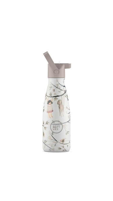 Cool Bottles - Nerūdijančio plieno vaikiškas buteliukas su šiaudeliu arba užsukimu, 260ml (Hanging friends) 3