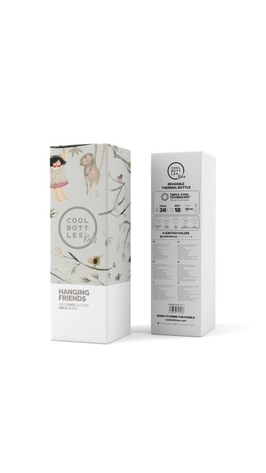 Cool Bottles - Nerūdijančio plieno vaikiškas buteliukas su šiaudeliu arba užsukimu, 260ml (Hanging friends) 4 Cool Bottles - Nerūdijančio plieno vaikiškas buteliukas su šiaudeliu arba užsukimu, 260ml (Hanging friends) 4