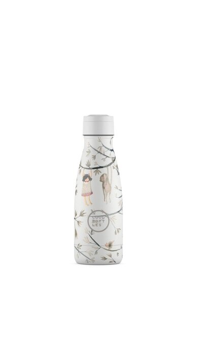 Cool Bottles - Nerūdijančio plieno vaikiškas buteliukas su šiaudeliu arba užsukimu, 260ml (Hanging friends) 1