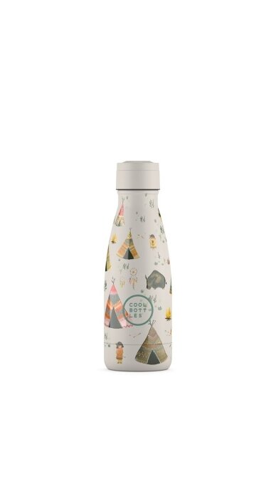 Cool Bottles - Nerūdijančio plieno vaikiškas buteliukas su šiaudeliu arba užsukimu, 260ml (Indian Tribe) 2 Cool Bottles - Nerūdijančio plieno vaikiškas buteliukas su šiaudeliu arba užsukimu, 260ml (Indian Tribe) 2