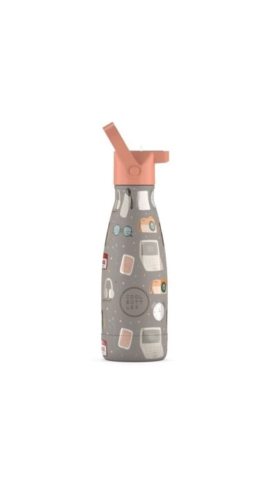 Cool Bottles - Nerūdijančio plieno vaikiškas buteliukas su šiaudeliu arba užsukimu, 260ml (Must have) 3