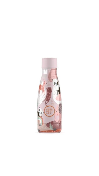 Cool Bottles - Nerūdijančio plieno vaikiškas buteliukas su šiaudeliu arba užsukimu, 260ml (Panda gang) 3