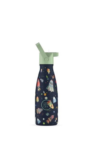 Cool Bottles - Nerūdijančio plieno vaikiškas buteliukas su šiaudeliu arba užsukimu, 260ml (Space rockets) 2 Cool Bottles - Nerūdijančio plieno vaikiškas buteliukas su šiaudeliu arba užsukimu, 260ml (Space rockets) 2