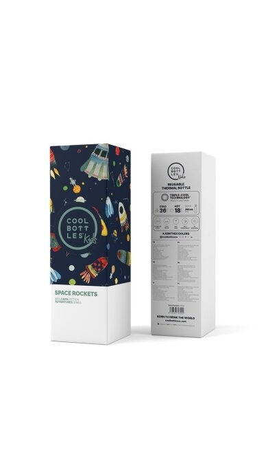 Cool Bottles - Nerūdijančio plieno vaikiškas buteliukas su šiaudeliu arba užsukimu, 260ml (Space rockets) 3 Cool Bottles - Nerūdijančio plieno vaikiškas buteliukas su šiaudeliu arba užsukimu, 260ml (Space rockets) 3
