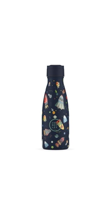 Cool Bottles - Nerūdijančio plieno vaikiškas buteliukas su šiaudeliu arba užsukimu, 260ml (Space rockets) 1