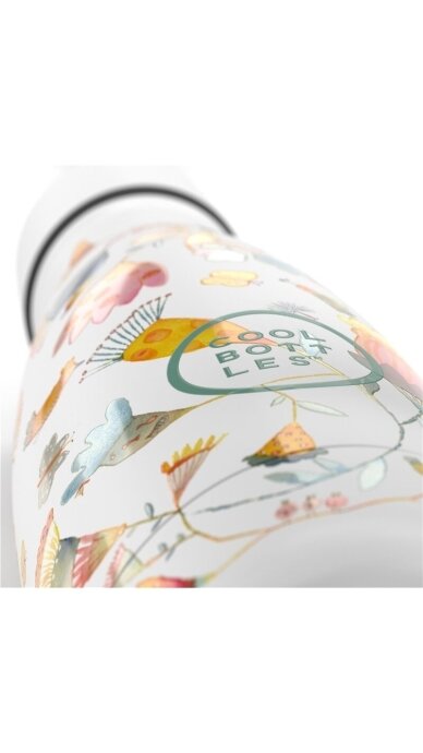 Cool Bottles - Nerūdijančio plieno vaikiškas buteliukas su šiaudeliu arba užsukimu, 260ml (Spring flowers) 2