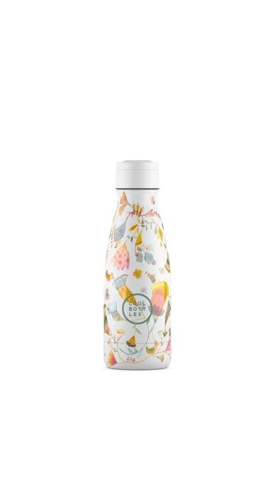 Cool Bottles - Nerūdijančio plieno vaikiškas buteliukas su šiaudeliu arba užsukimu, 260ml (Spring flowers) 1