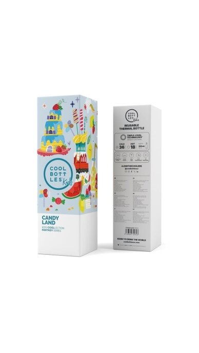 Cool Bottles - Nerūdijančio plieno vaikiškas buteliukas su šiaudeliu arba užsukimu, 350ml (Candy lands) 2 Cool Bottles - Nerūdijančio plieno vaikiškas buteliukas su šiaudeliu arba užsukimu, 350ml (Candy lands) 2