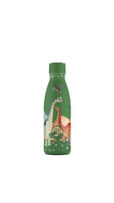 Cool Bottles - Nerūdijančio plieno vaikiškas buteliukas su šiaudeliu arba užsukimu, 350ml (Jurassic era) 4