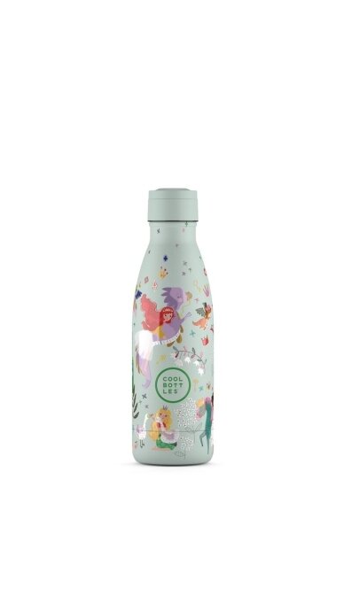 Cool Bottles - Nerūdijančio plieno vaikiškas buteliukas su šiaudeliu arba užsukimu, 350ml (Princess kingdom) 3