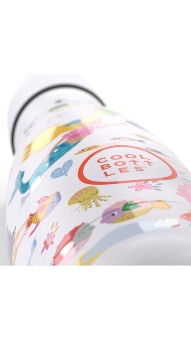 Cool Bottles - Nerūdijančio plieno vaikiškas buteliukas su šiaudeliu arba užsukimu, 350ml (Sweet mermaids) 3
