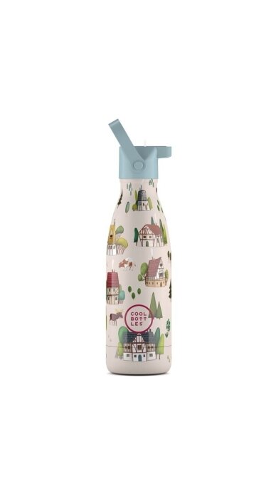 Cool Bottles - Nerūdijančio plieno vaikiškas buteliukas su šiaudeliu arba užsukimu, 350ml (Tudor village) 1