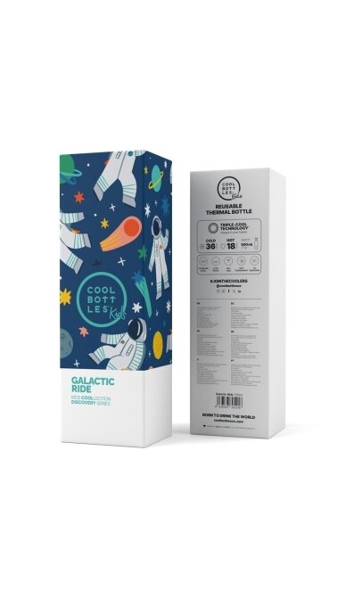 Cool Bottles - Nerūdijančio plieno vaikiškas buteliukas su šiaudeliu arba užsukimu, 500ml (Galactic ride) 3 Cool Bottles - Nerūdijančio plieno vaikiškas buteliukas su šiaudeliu arba užsukimu, 500ml (Galactic ride) 3