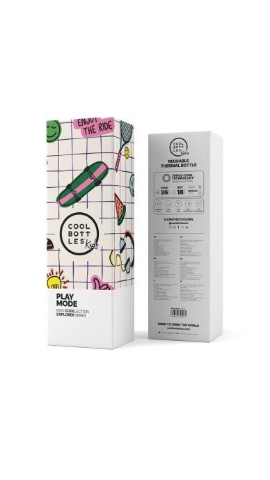 Cool Bottles - Nerūdijančio plieno vaikiškas buteliukas su šiaudeliu arba užsukimu, 500ml (Play mode) 2 Cool Bottles - Nerūdijančio plieno vaikiškas buteliukas su šiaudeliu arba užsukimu, 500ml (Play mode) 2
