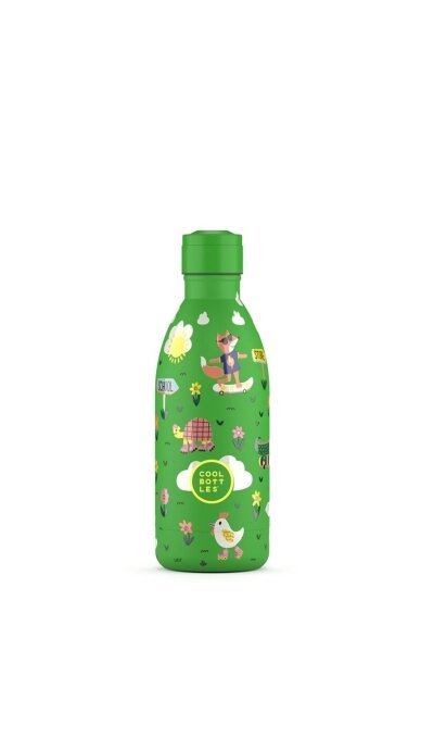 Cool Bottles - Nerūdijančio plieno vaikiškas buteliukas su šiaudeliu arba užsukimu, 500ml (Rolling skaters) 2
