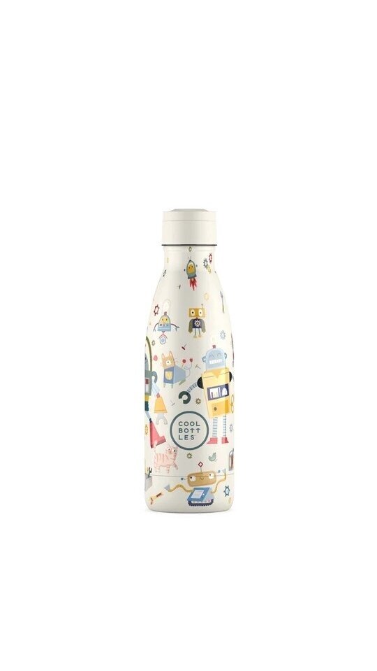 Cool Bottles - Nerūdijančio plieno vaikiškas buteliukas su šiaudeliu arba užsukimu, 350ml (Messy robots) 1 Cool Bottles - Nerūdijančio plieno vaikiškas buteliukas su šiaudeliu arba užsukimu, 350ml (Messy robots) 1