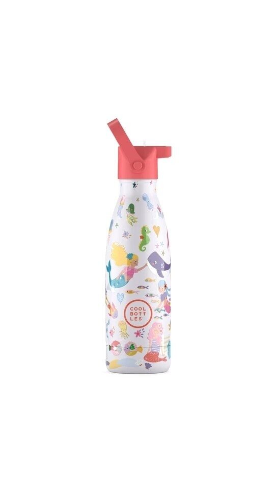 Cool Bottles - Nerūdijančio plieno vaikiškas buteliukas su šiaudeliu arba užsukimu, 350ml (Sweet mermaids) 2 Cool Bottles - Nerūdijančio plieno vaikiškas buteliukas su šiaudeliu arba užsukimu, 350ml (Sweet mermaids) 2