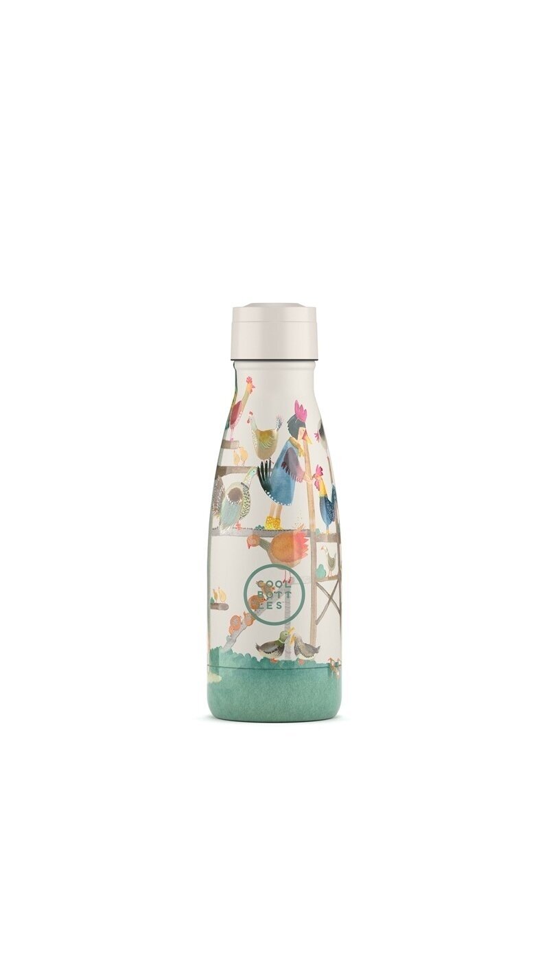 Cool Bottles - Nerūdijančio plieno vaikiškas buteliukas su šiaudeliu arba užsukimu, 260ml (Hen house) 2