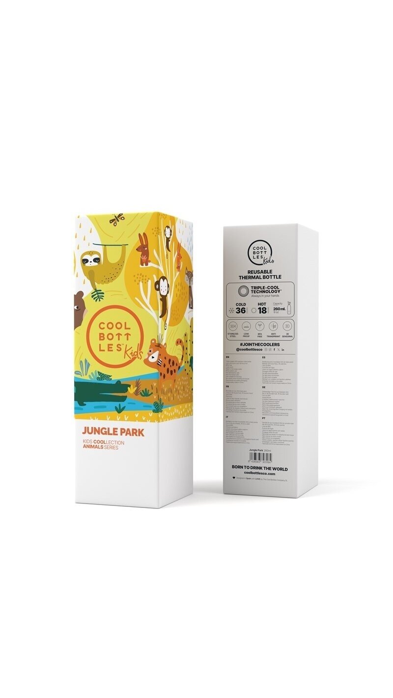 Cool Bottles - Nerūdijančio plieno vaikiškas buteliukas su šiaudeliu arba užsukimu, 260ml (Jungle park) 3 Cool Bottles - Nerūdijančio plieno vaikiškas buteliukas su šiaudeliu arba užsukimu, 260ml (Jungle park) 3