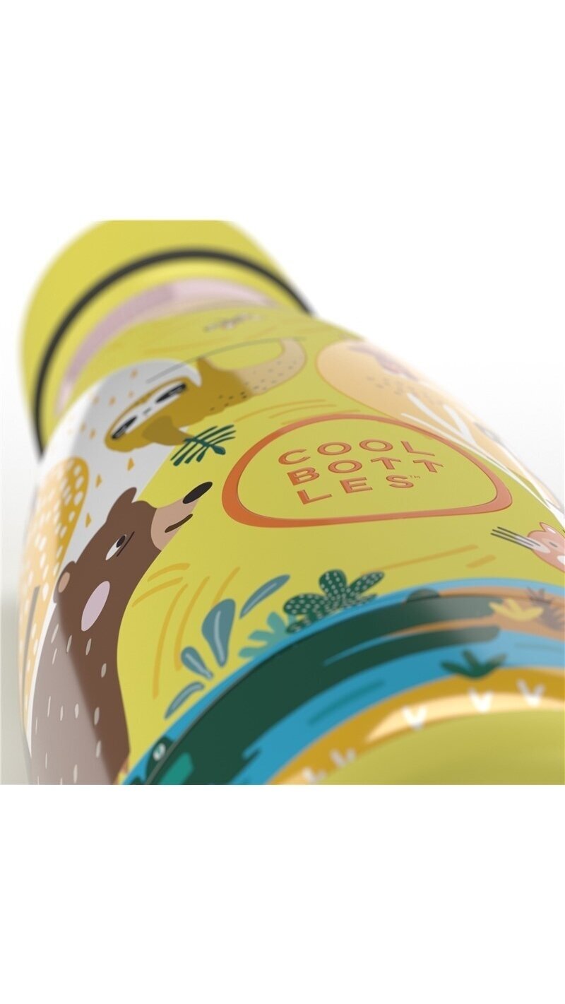 Cool Bottles - Nerūdijančio plieno vaikiškas buteliukas su šiaudeliu arba užsukimu, 260ml (Jungle park) 2