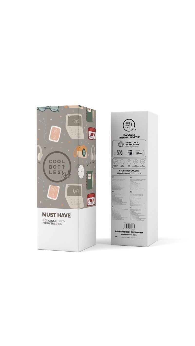 Cool Bottles - Nerūdijančio plieno vaikiškas buteliukas su šiaudeliu arba užsukimu, 260ml (Must have) 4 Cool Bottles - Nerūdijančio plieno vaikiškas buteliukas su šiaudeliu arba užsukimu, 260ml (Must have) 4
