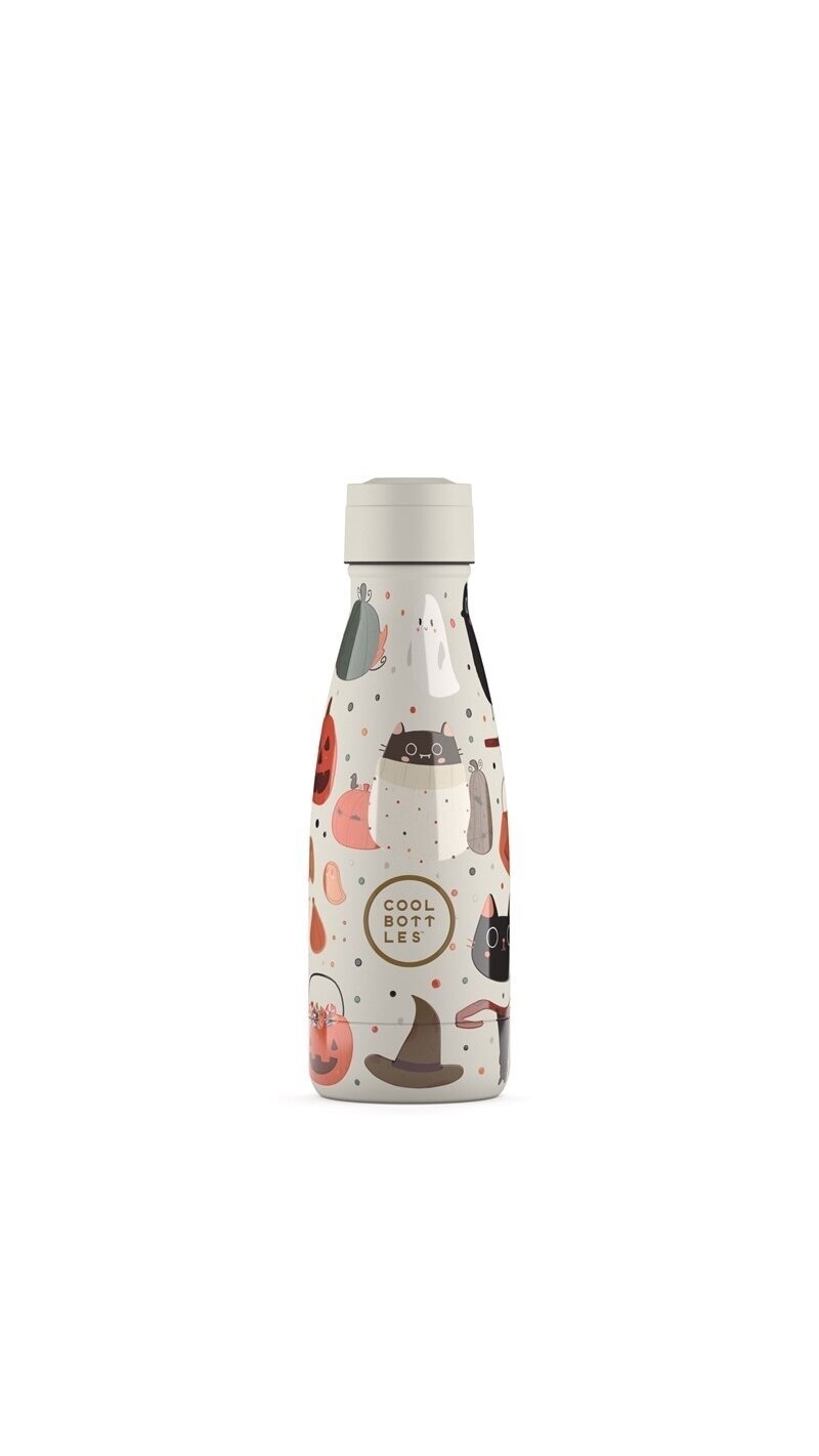 Cool Bottles - Nerūdijančio plieno vaikiškas buteliukas su šiaudeliu arba užsukimu, 260ml (Trickor treat) 1