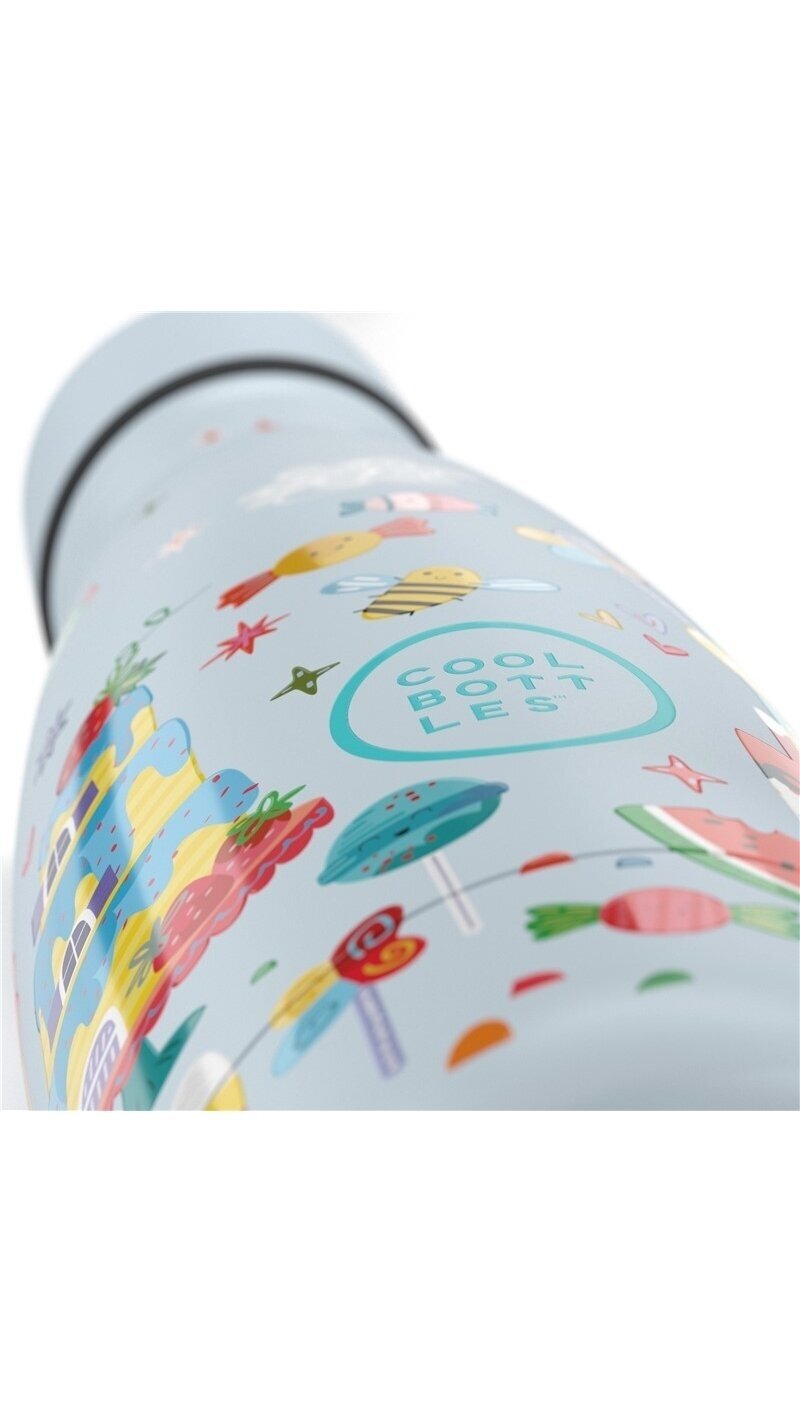 Cool Bottles - Nerūdijančio plieno vaikiškas buteliukas su šiaudeliu arba užsukimu, 350ml (Candy lands) 4
