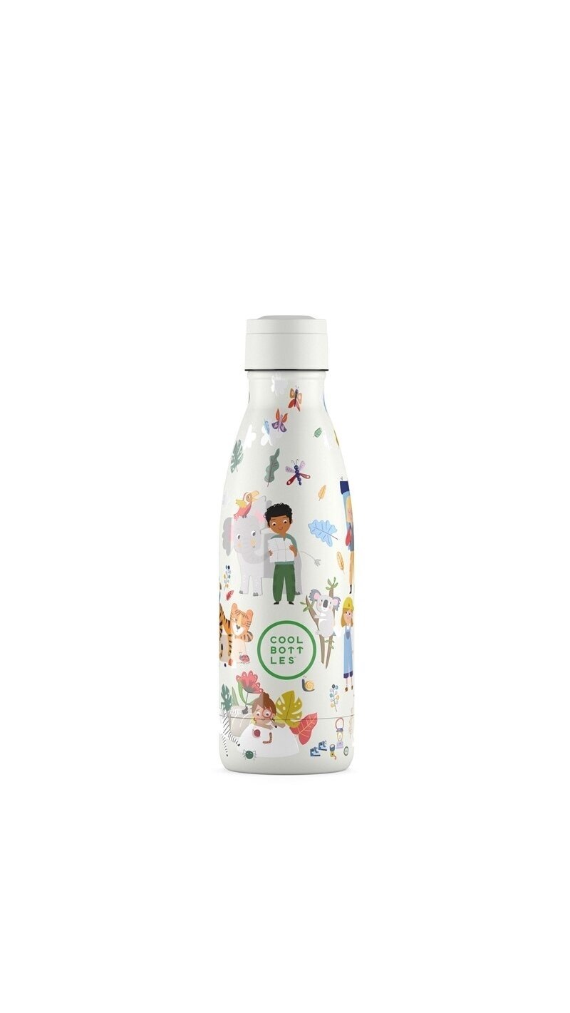 Cool Bottles - Nerūdijančio plieno vaikiškas buteliukas su šiaudeliu arba užsukimu, 350ml (Curious explorers) 4