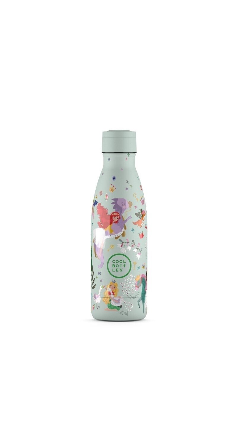 Cool Bottles - Nerūdijančio plieno vaikiškas buteliukas su šiaudeliu arba užsukimu, 350ml (Princess kingdom) 3