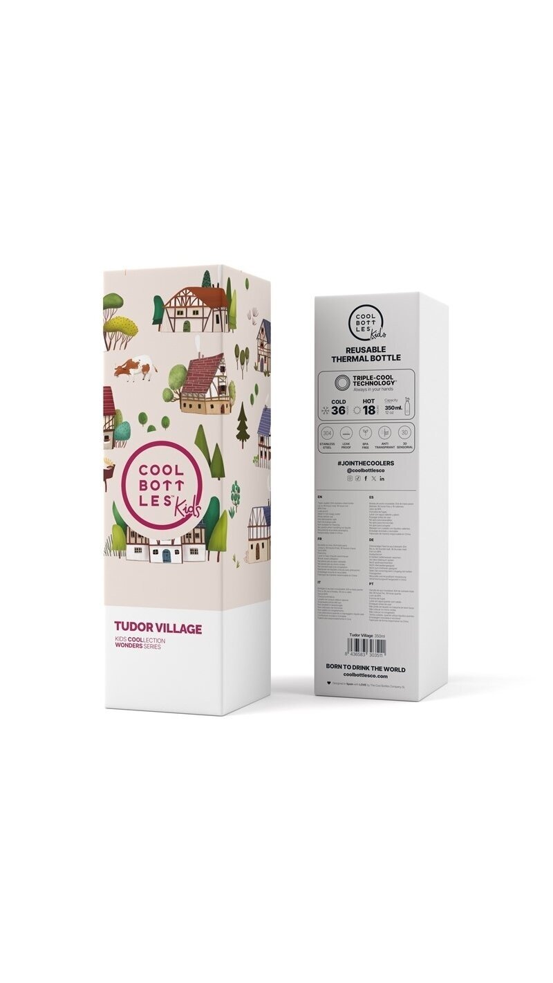 Cool Bottles - Nerūdijančio plieno vaikiškas buteliukas su šiaudeliu arba užsukimu, 350ml (Tudor village) 4