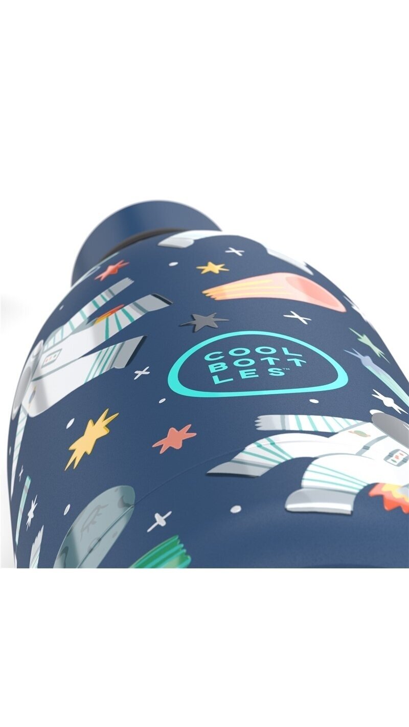 Cool Bottles - Nerūdijančio plieno vaikiškas buteliukas su šiaudeliu arba užsukimu, 500ml (Galactic ride) 1