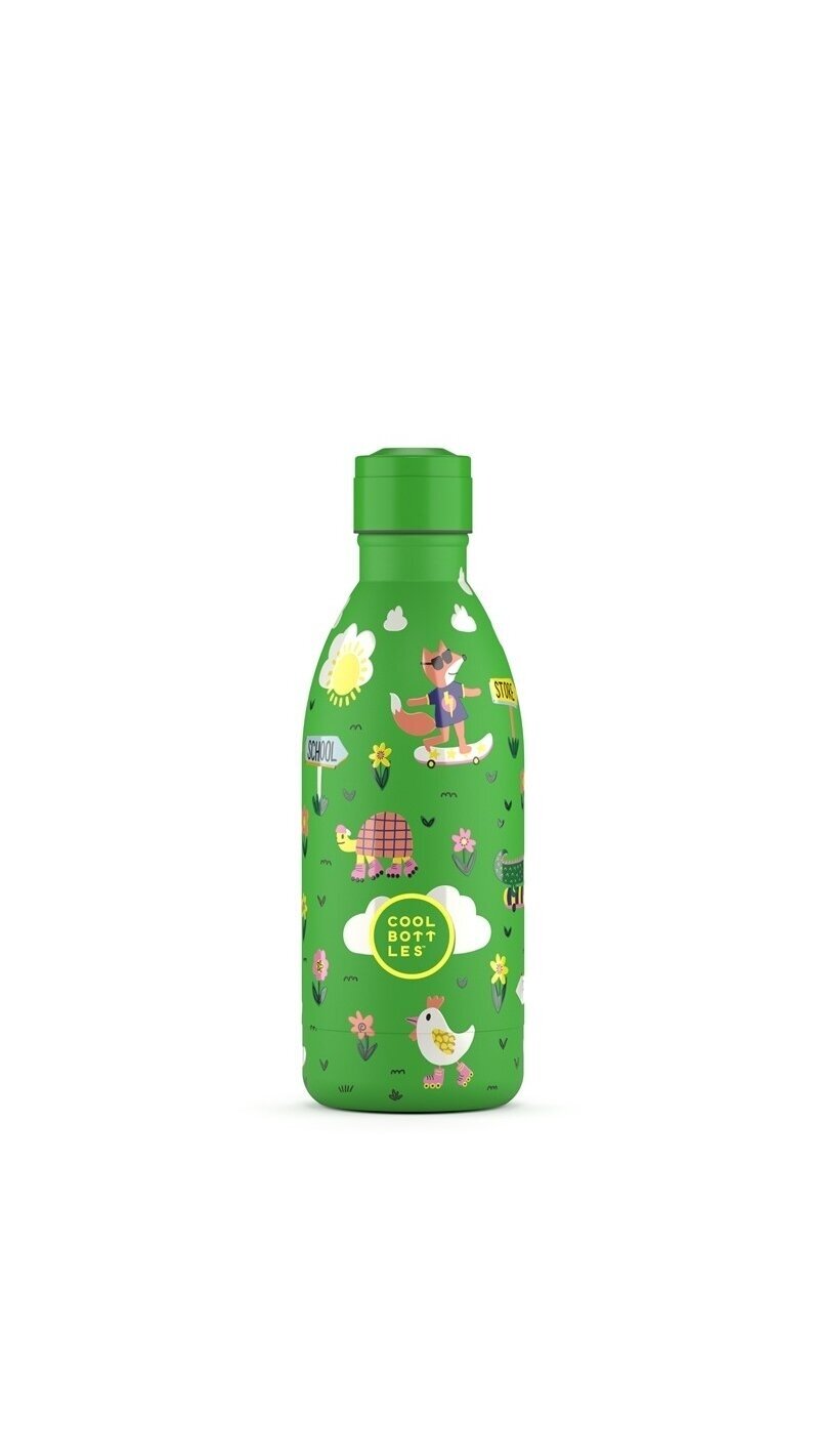 Cool Bottles - Nerūdijančio plieno vaikiškas buteliukas su šiaudeliu arba užsukimu, 500ml (Rolling skaters) 2