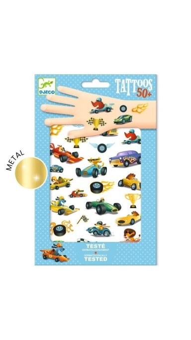 DJECO Tatuiruotės - Greiti automobiliai (50+ tatuiruočių)