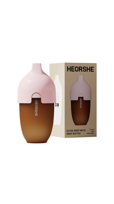 HEORSHE - Silikoninis kūdikio buteliukas, rausvas, 240ml